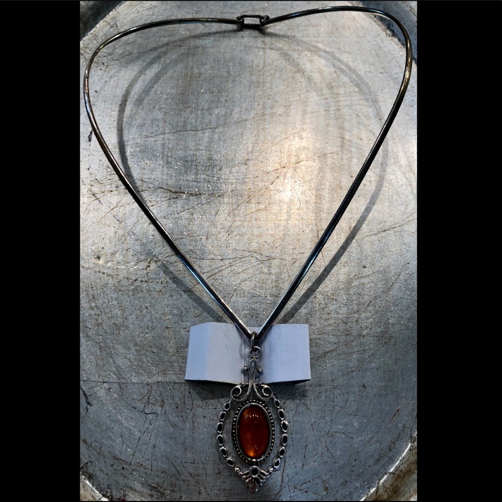 Vintage genuine amber and 925 silver pendant - Picture 5 of 7